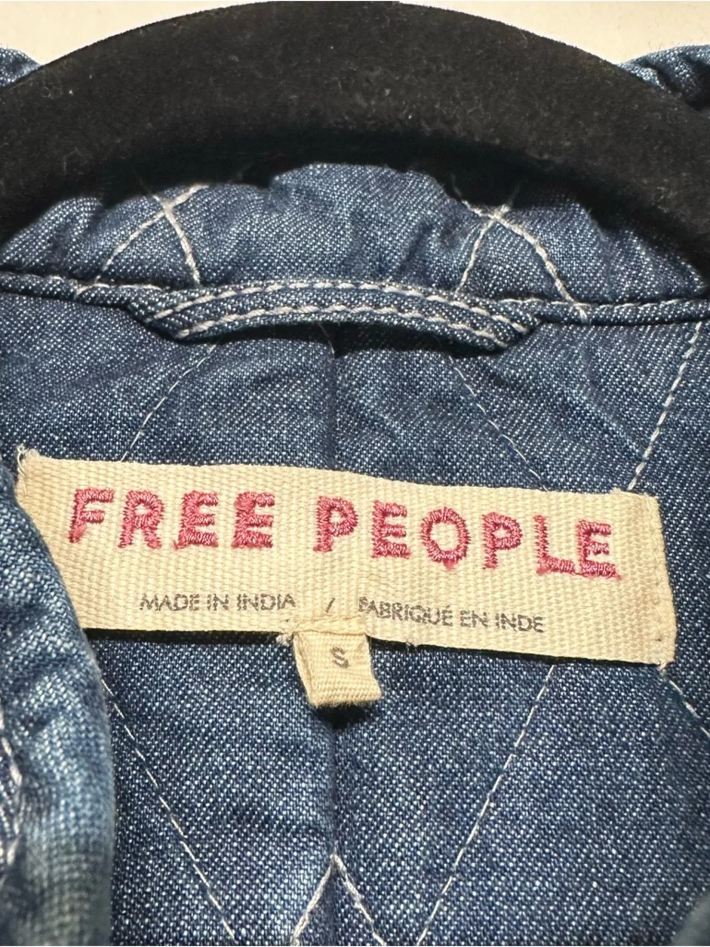 NEW Free People Peggy Quilted Denim Jacket Small - Picture 7 of 10
